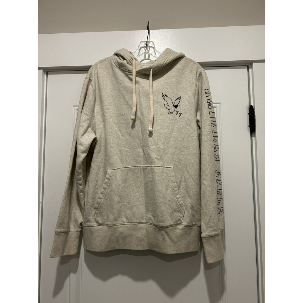 Mens American Eagle AEO Light Tan Long Sleeve Hoodie Size Medium Preppy Beige